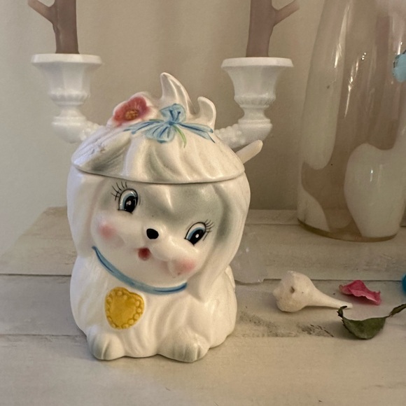 Vintage Lefton Toodles White Fog Anamorphic Sugar Jar - Picture 3 of 8